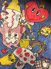 work inspired by Mr Doodle Art-colouring in book
