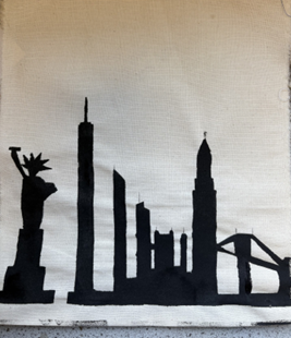 A silhouette of a city