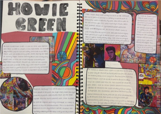 A close-up of a sketchbook