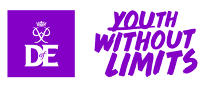 DofE purple logo and text youth without limits