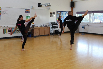 Students  doing a dance exercise