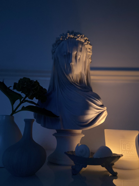 A statue of a person with a veil