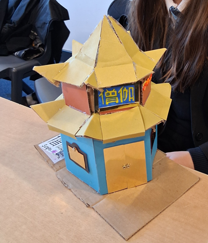 a buddhism tpwer made from paper