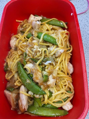 a container of homemade stir fry 