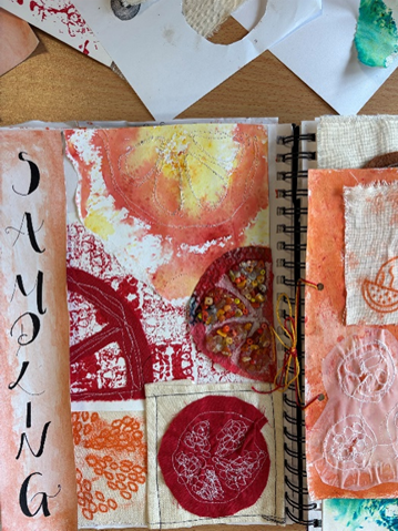 A sketchbook with fabric