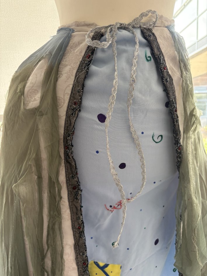 A mannequin with a dress and necklace