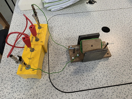 a motor on  a desk in  a lab