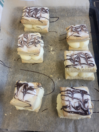 a tray of six mille fuilles