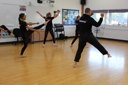 A group of people in a dance class