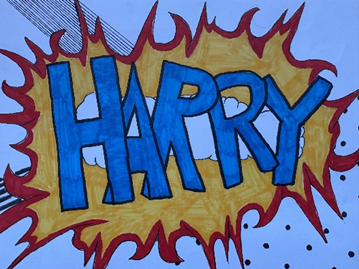 a piece of work showing a name  based on Pop art theme looking at Roy Lichtenstein and Andy Warhol   