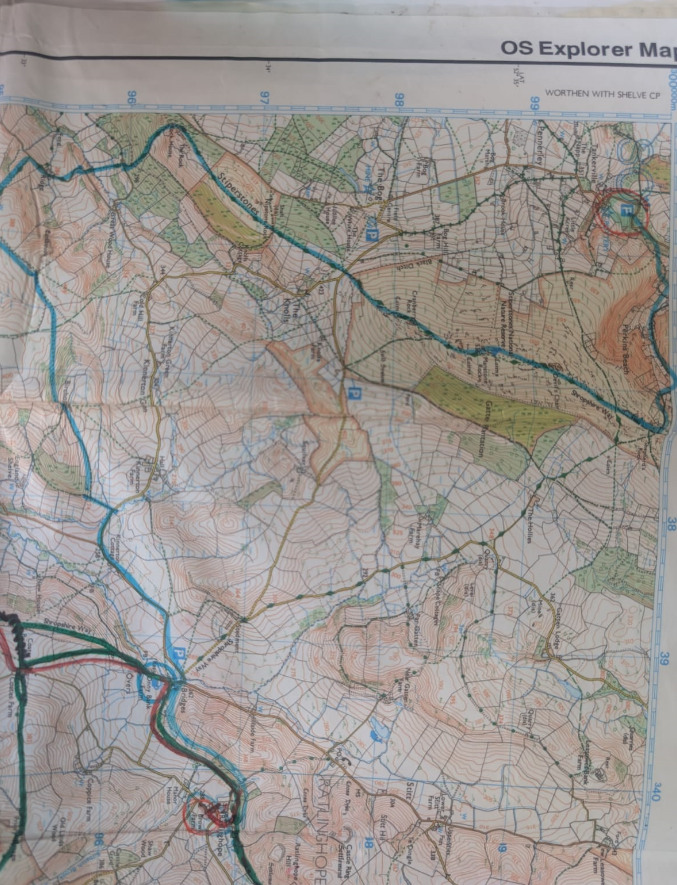 an OS map of the area walked in the expedition 
