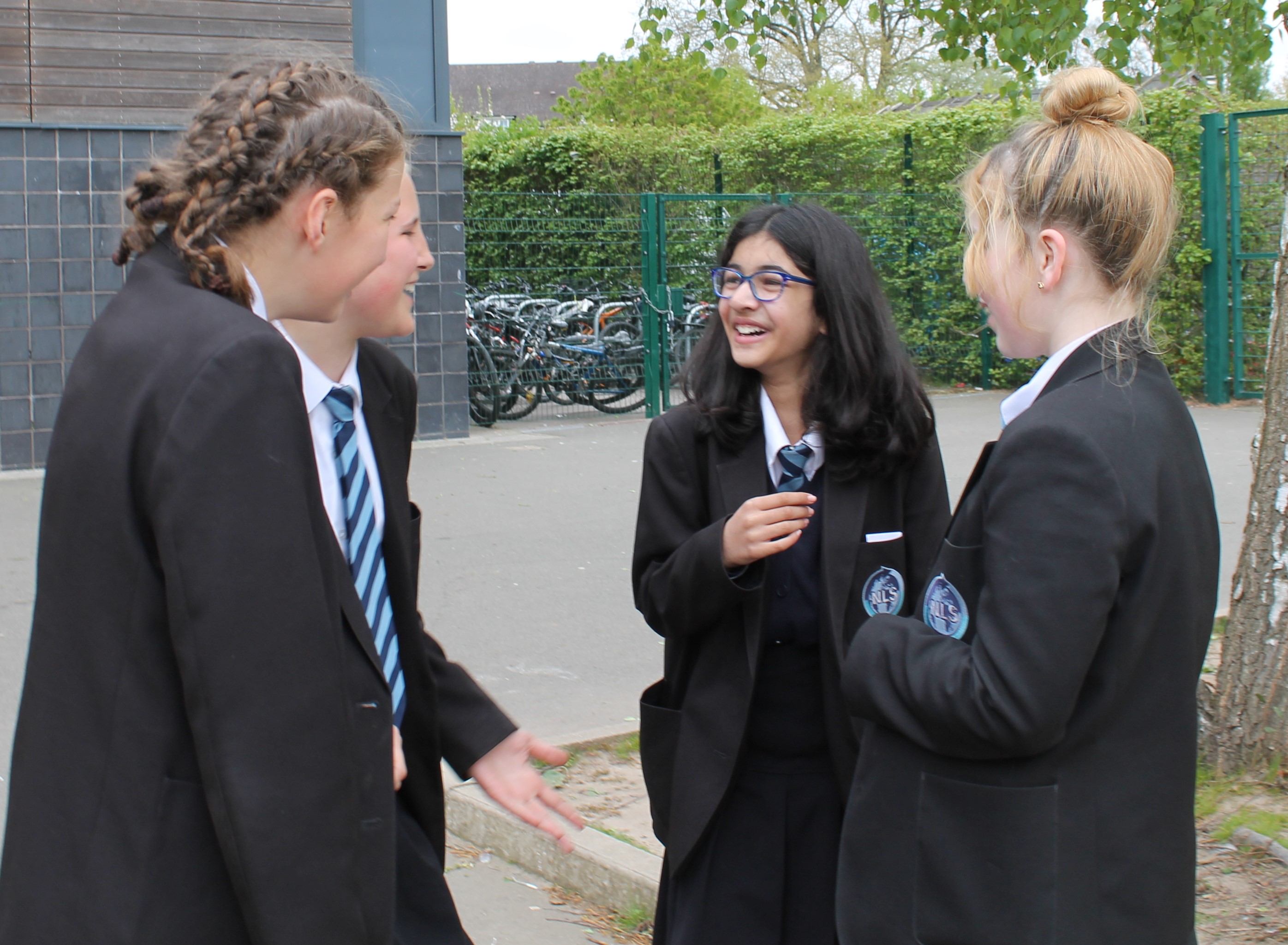 students who are Transition Leaders in the courtyard