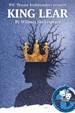 Poster for a theatrical production of King Lear by William Shakespeare, presented by RSC Drama Ambassadors. Features silhouette of a crowned head with a barren tree growing from it against a starry blue background, with a small drama masks logo in the bottom right corner.