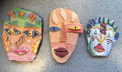 Clay masks inspired by the Artist Kimmy Cantrel.