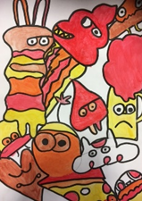 work inspired by Mr Doodle Art-colouring in book