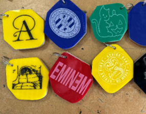 Six Examples of key rings made in DT