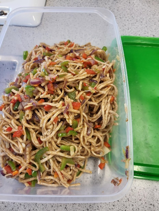 a container of homemade stir fry
