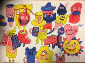 work inspired by Mr Doodle Art-colouring in book