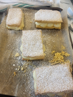 a tray of four mille fuilles