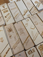 A group of rectangular objects with engraved designs