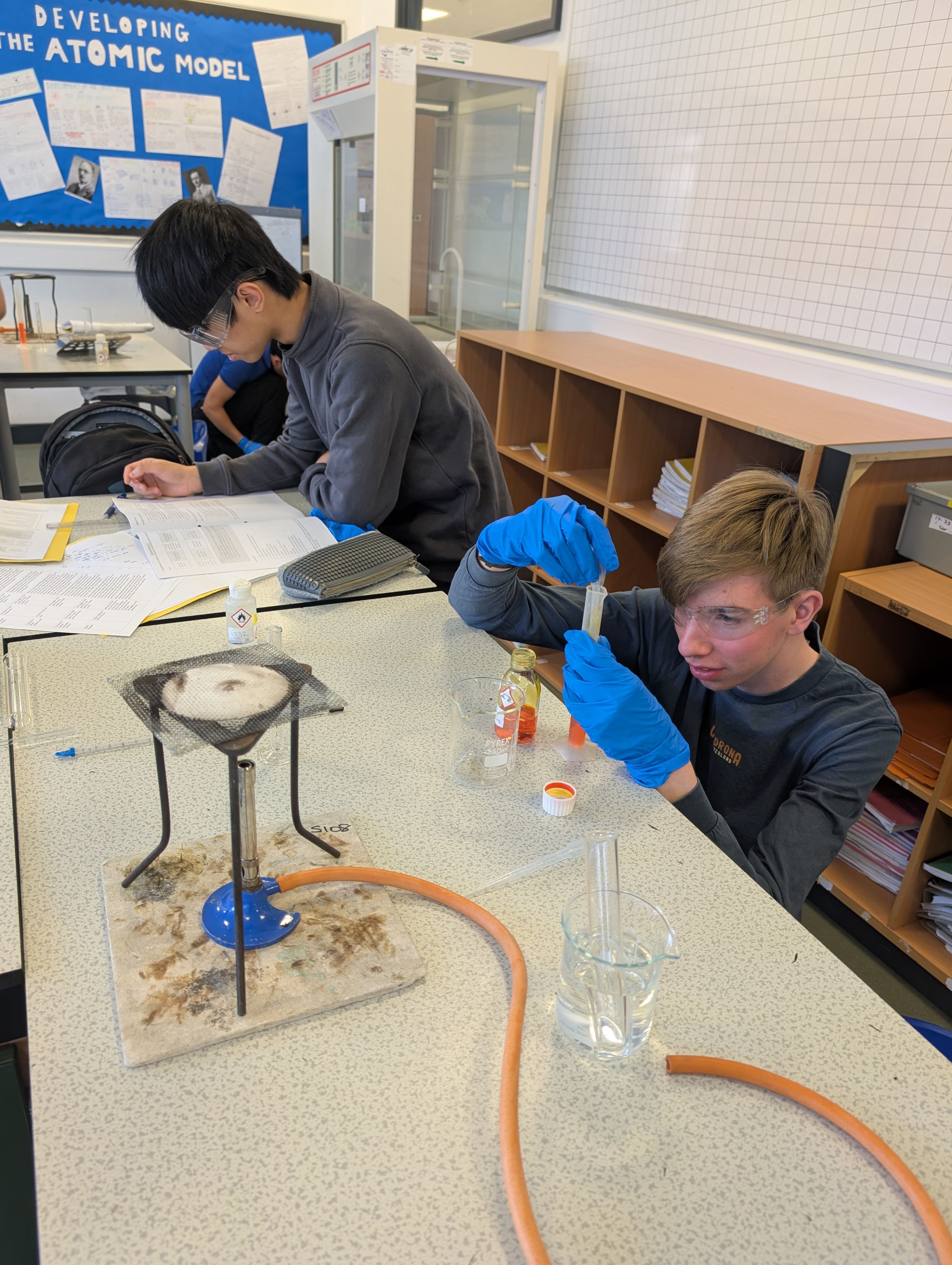 two students working in a lab