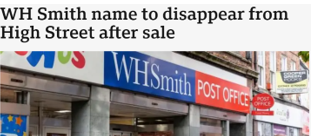 Image of a headline re W H Smiths