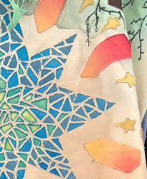 an example of work using Reverse applique mosaic fabric