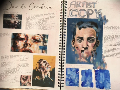 two pages of  student's sketchbook  