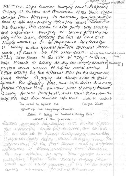 A piece of paper with writing which is an extract of an essa