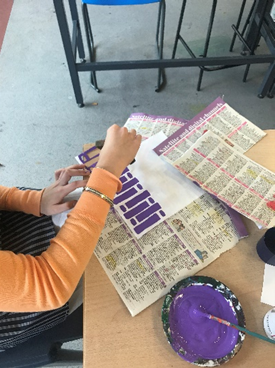 a student painting
