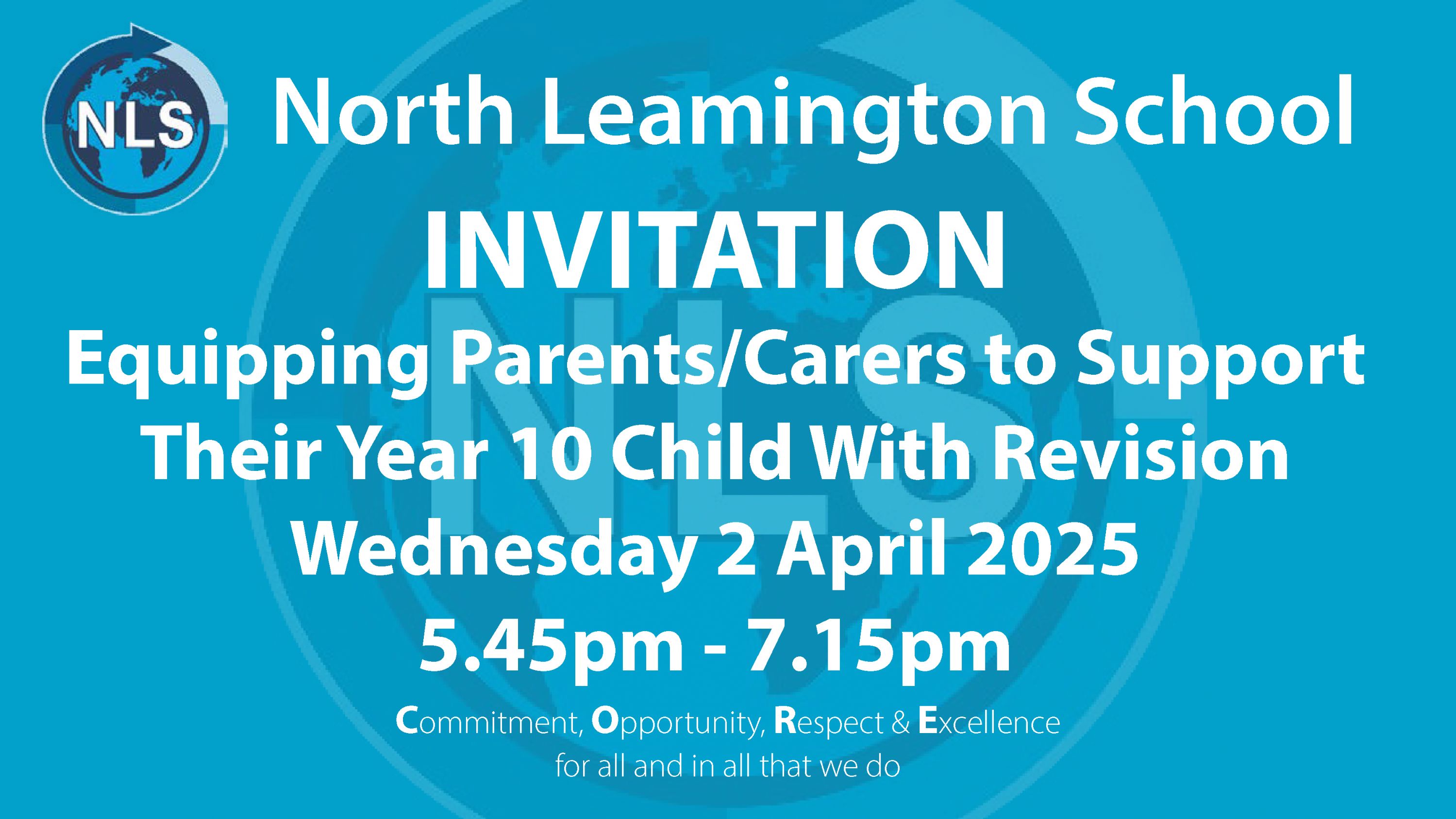 Invitation to Equipping parent/ cares to suuport their child with revision - April 2 from 5.45 to 7.15 pm s