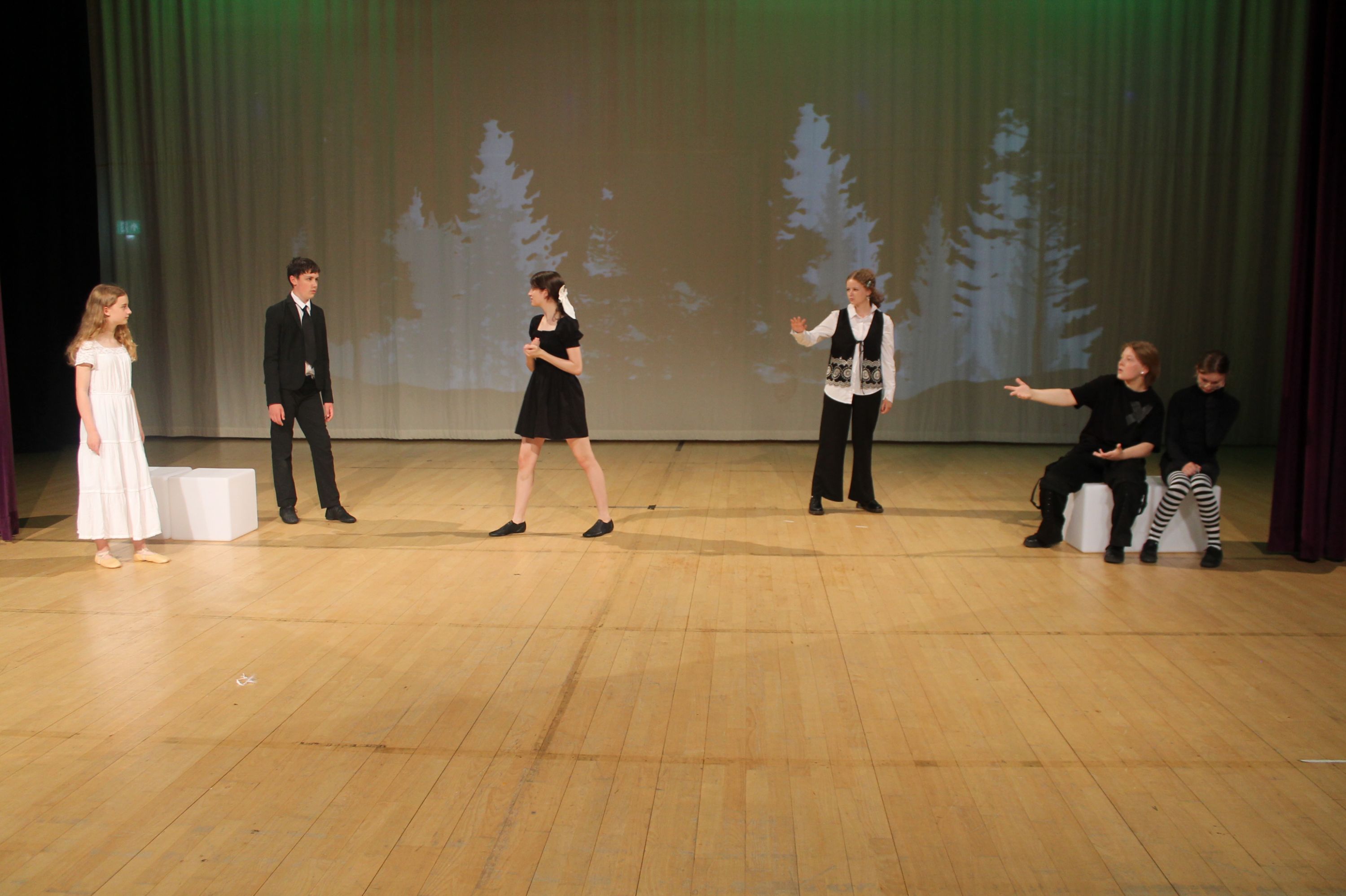 cast of the production in a scene