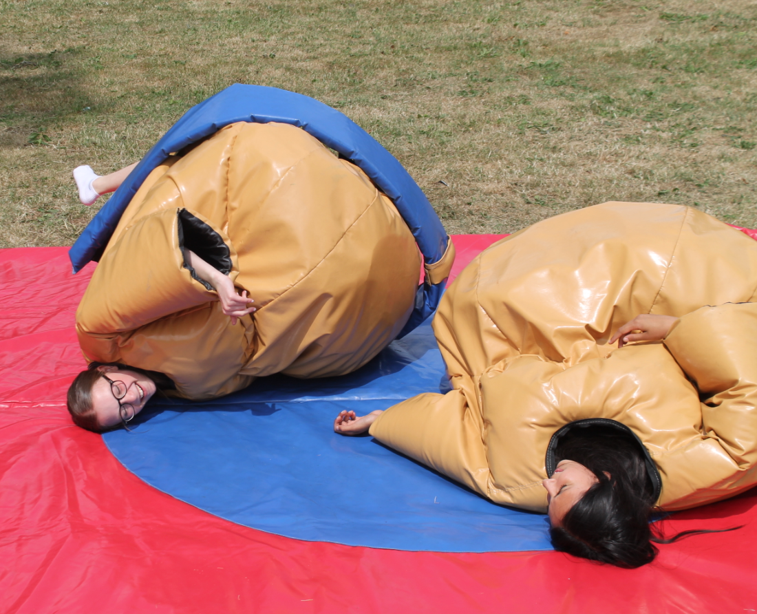 two students in sumo suits 