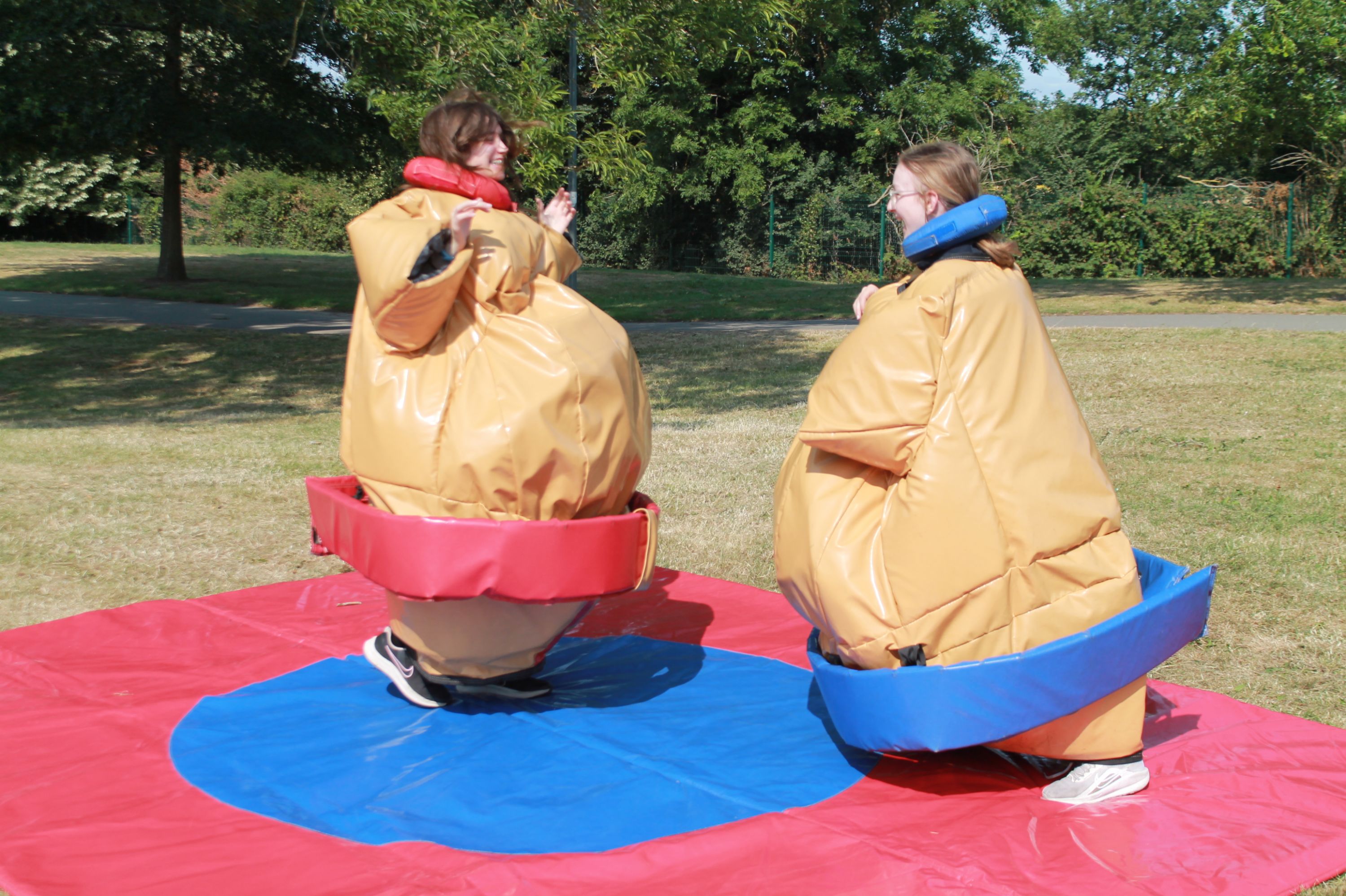 two girls in sumo suits