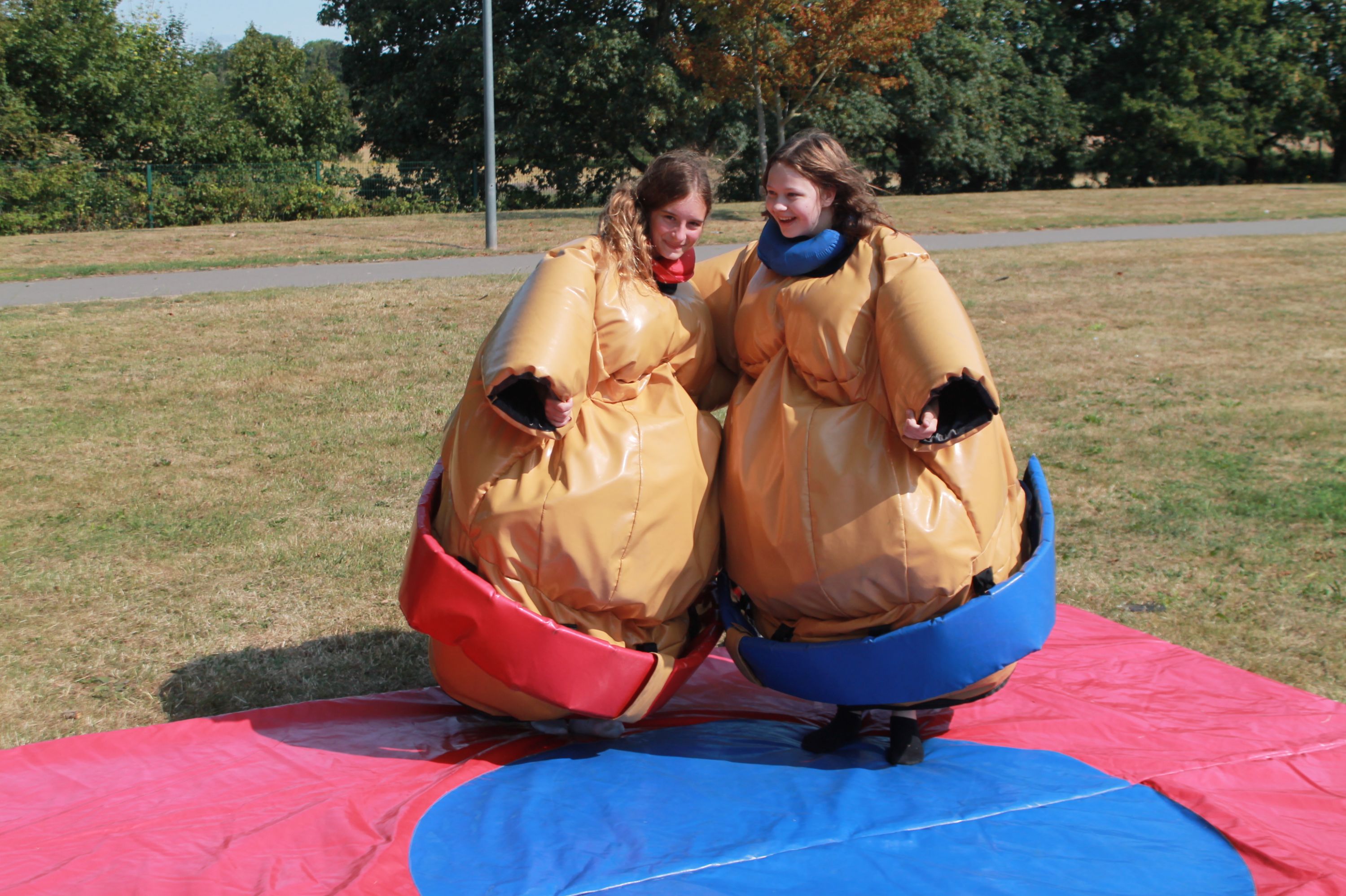 two girls in sumo suits