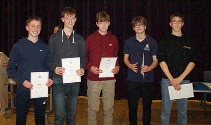 five students receiving their DofE Silver certificates