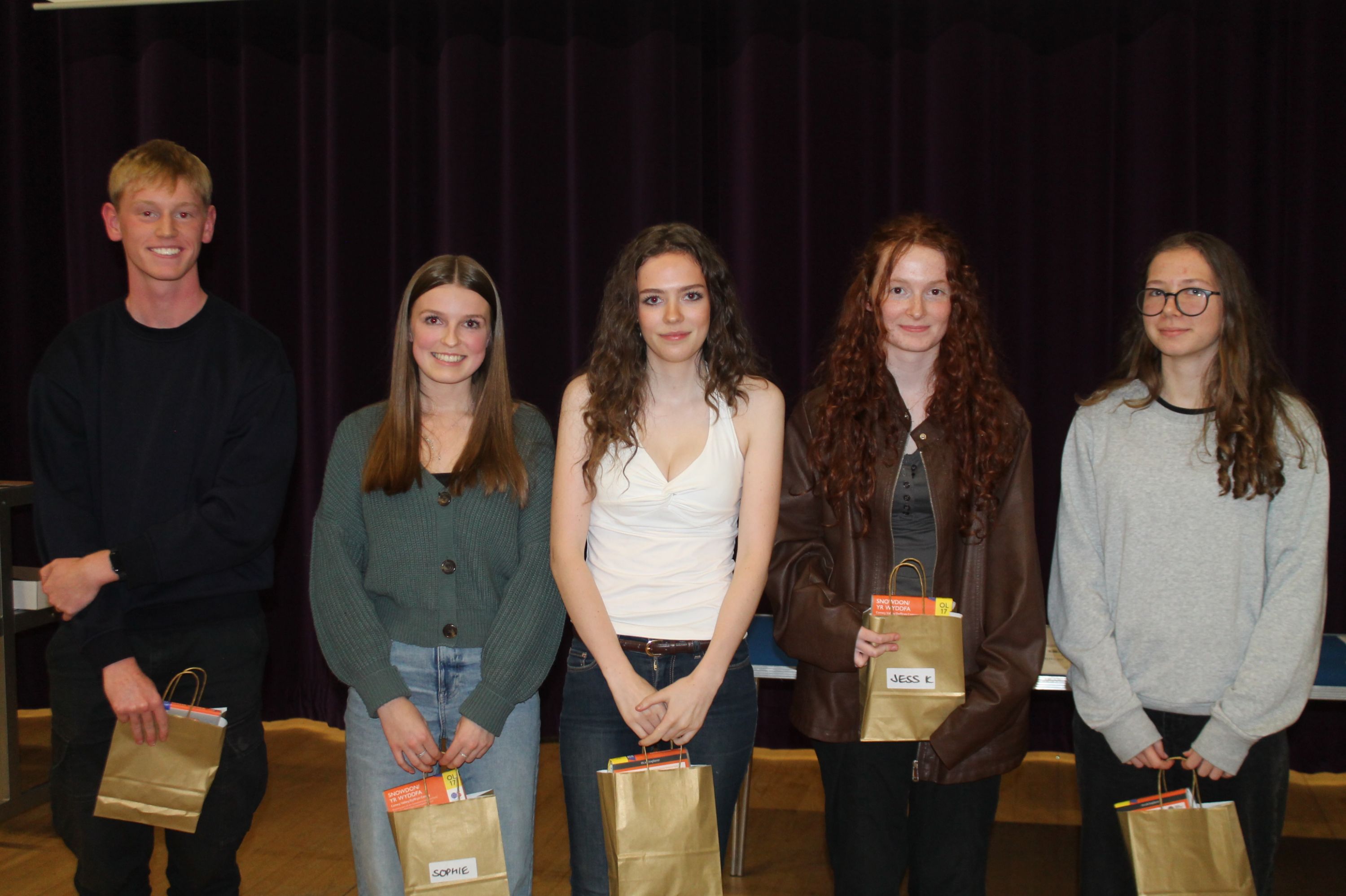 six students at the Gold Duke of Edinburgh Awards Evening