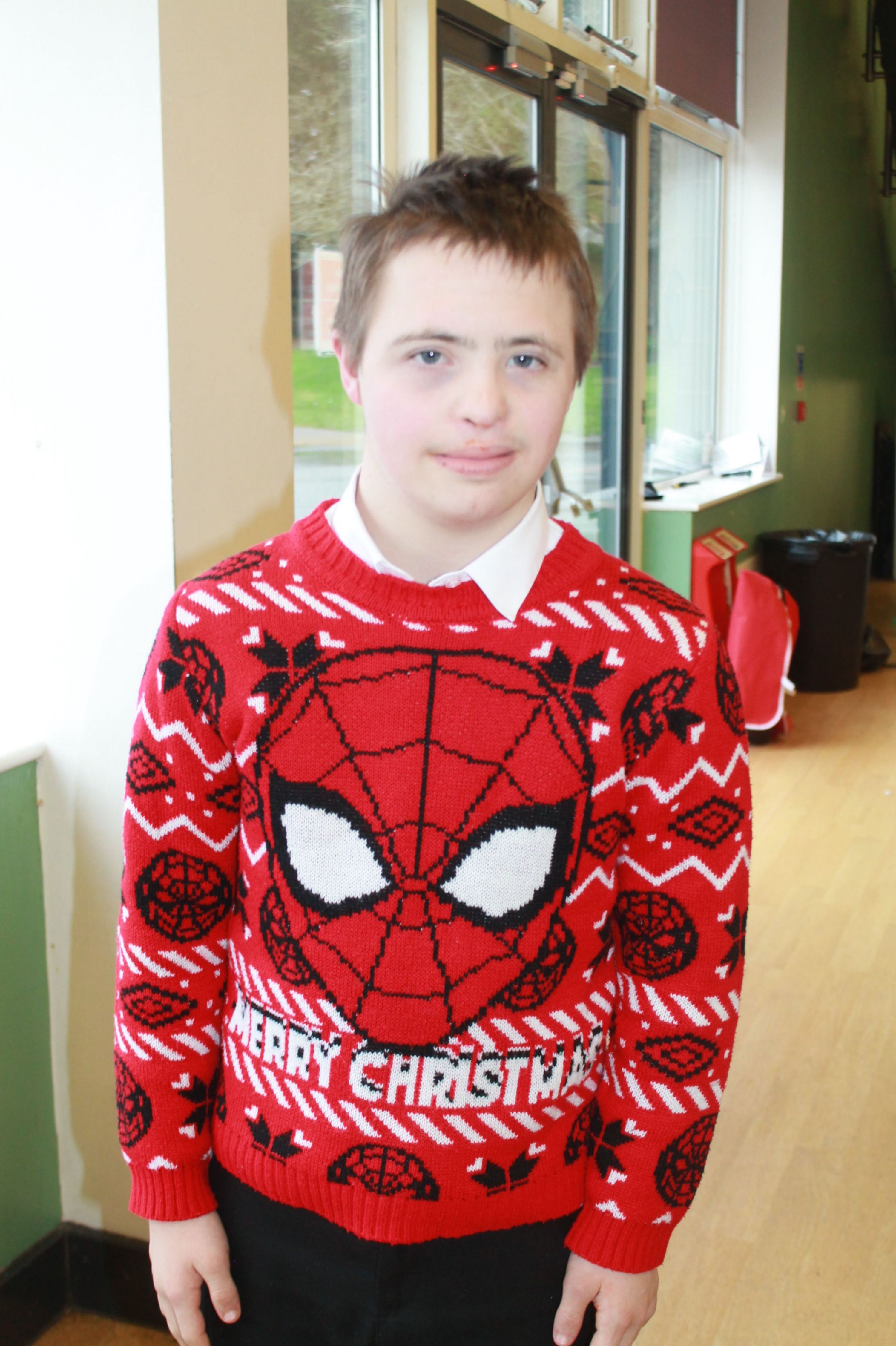 a student posing in their Christmas Jumpers