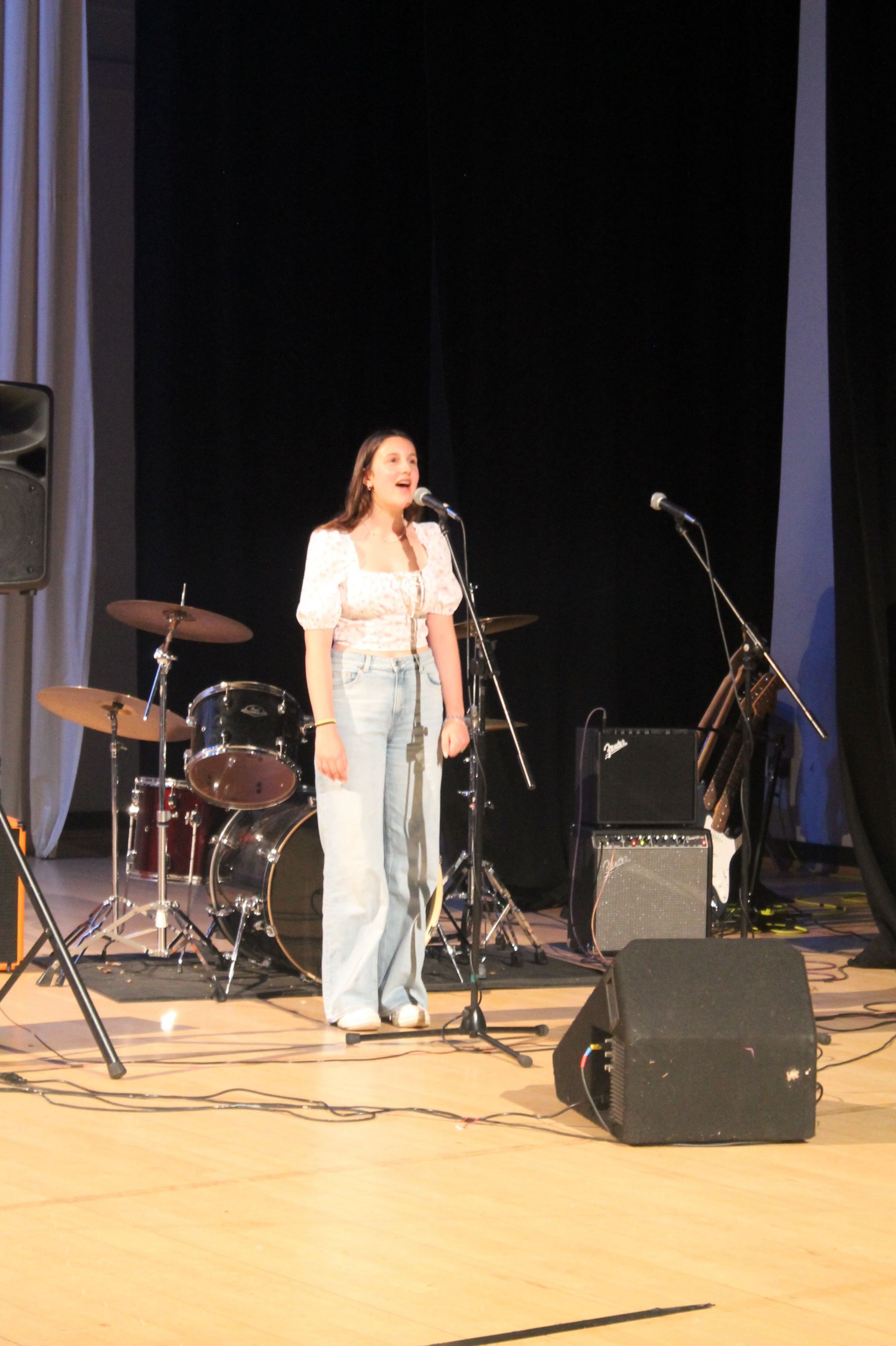 a student singing