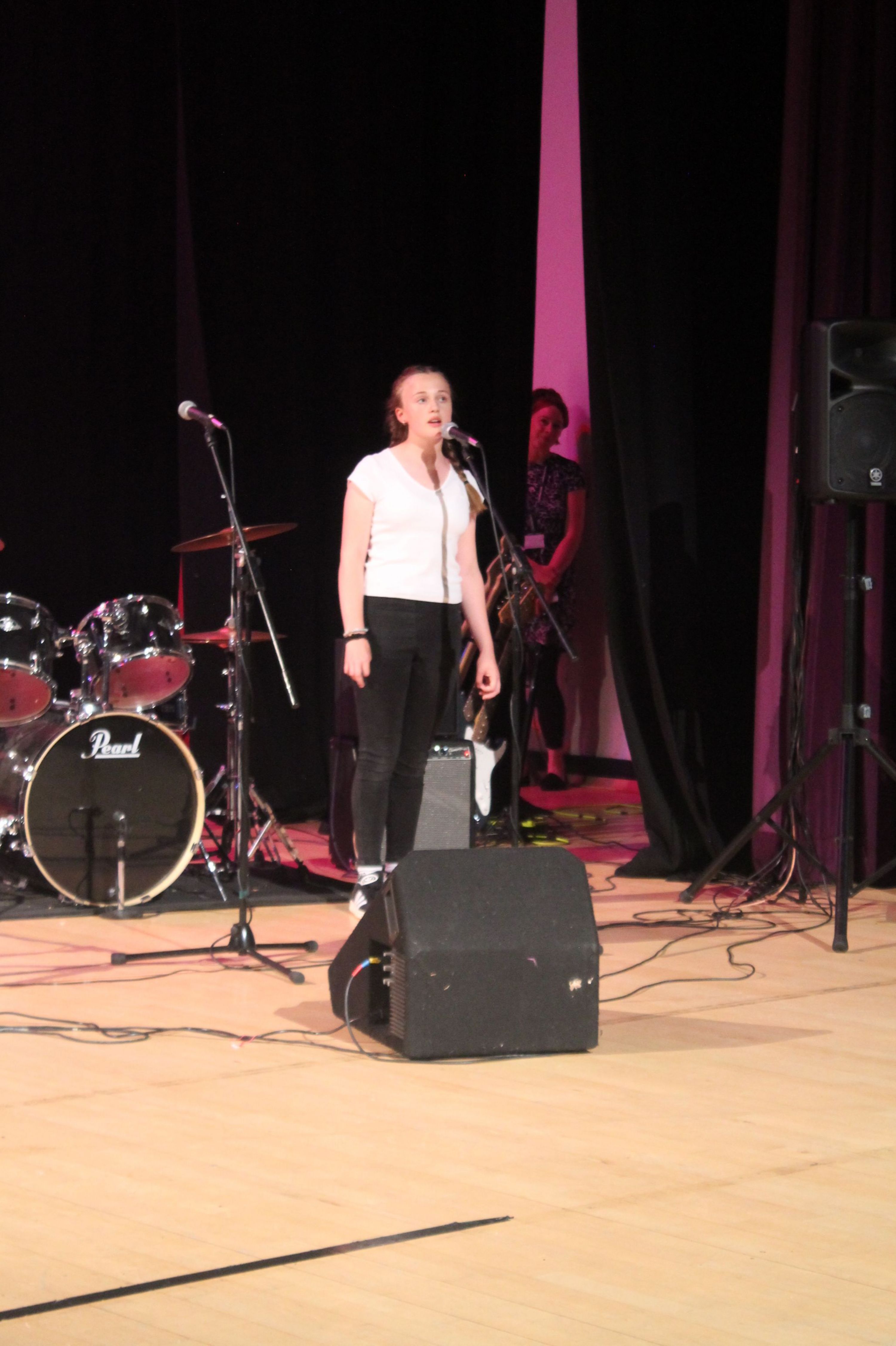 a student singing