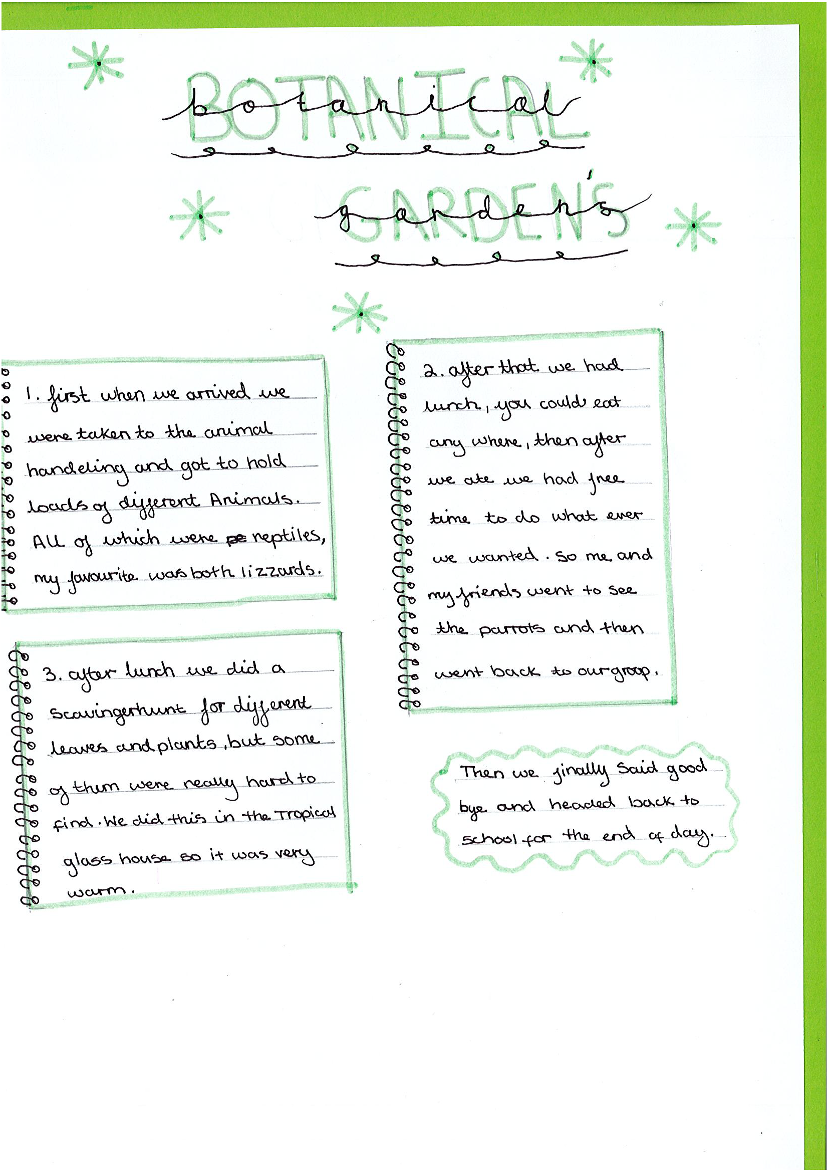 An example  of a Year 7 student’s work after  the  Birmingham Botanical Gardens trip