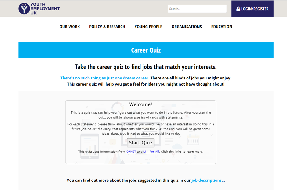 Image of the Youth Employment  Website