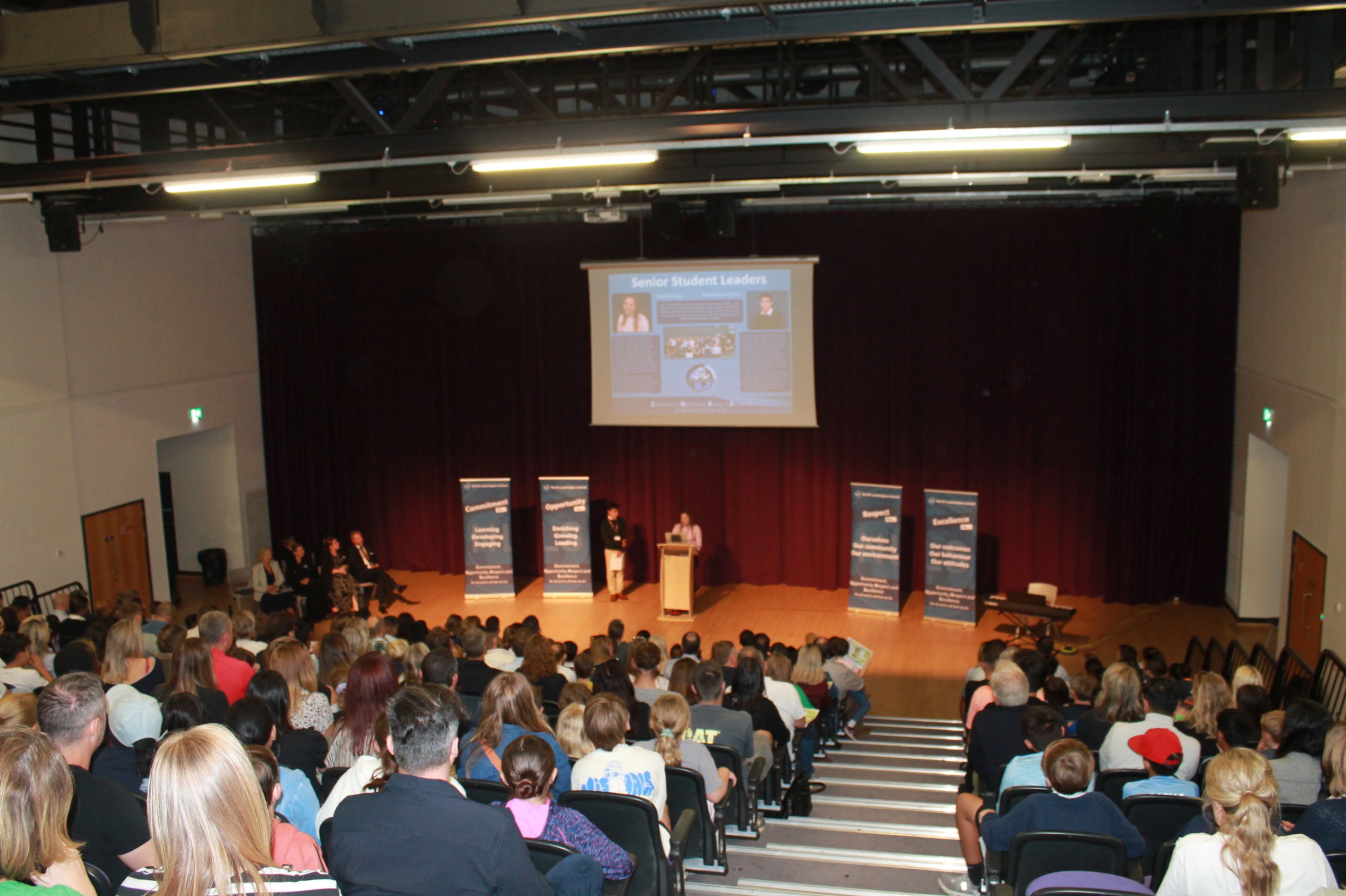SSLs talking at a lecturn in the theatre about  their experiences