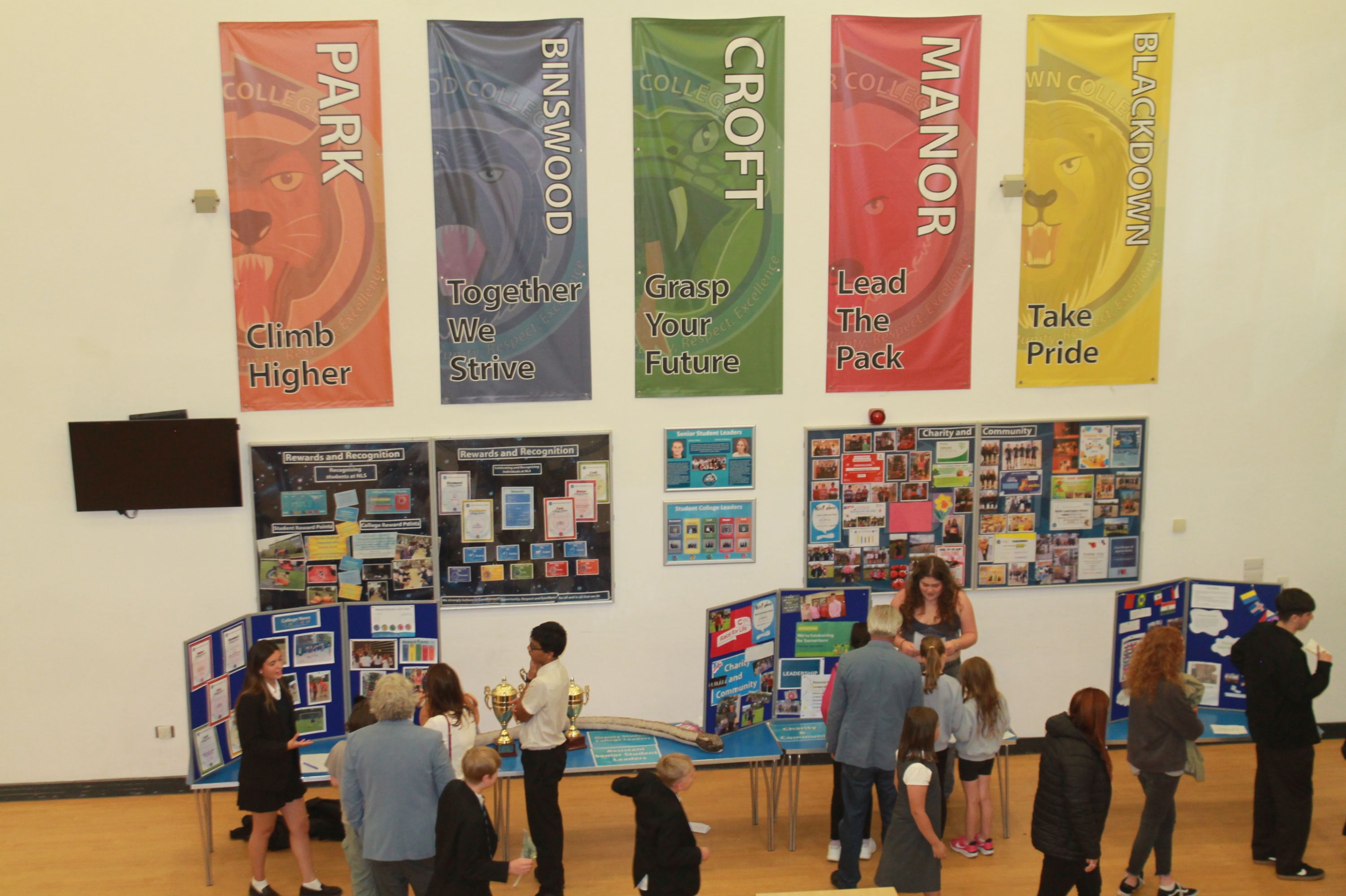 three tabels fo rour College leaders in the canteen area