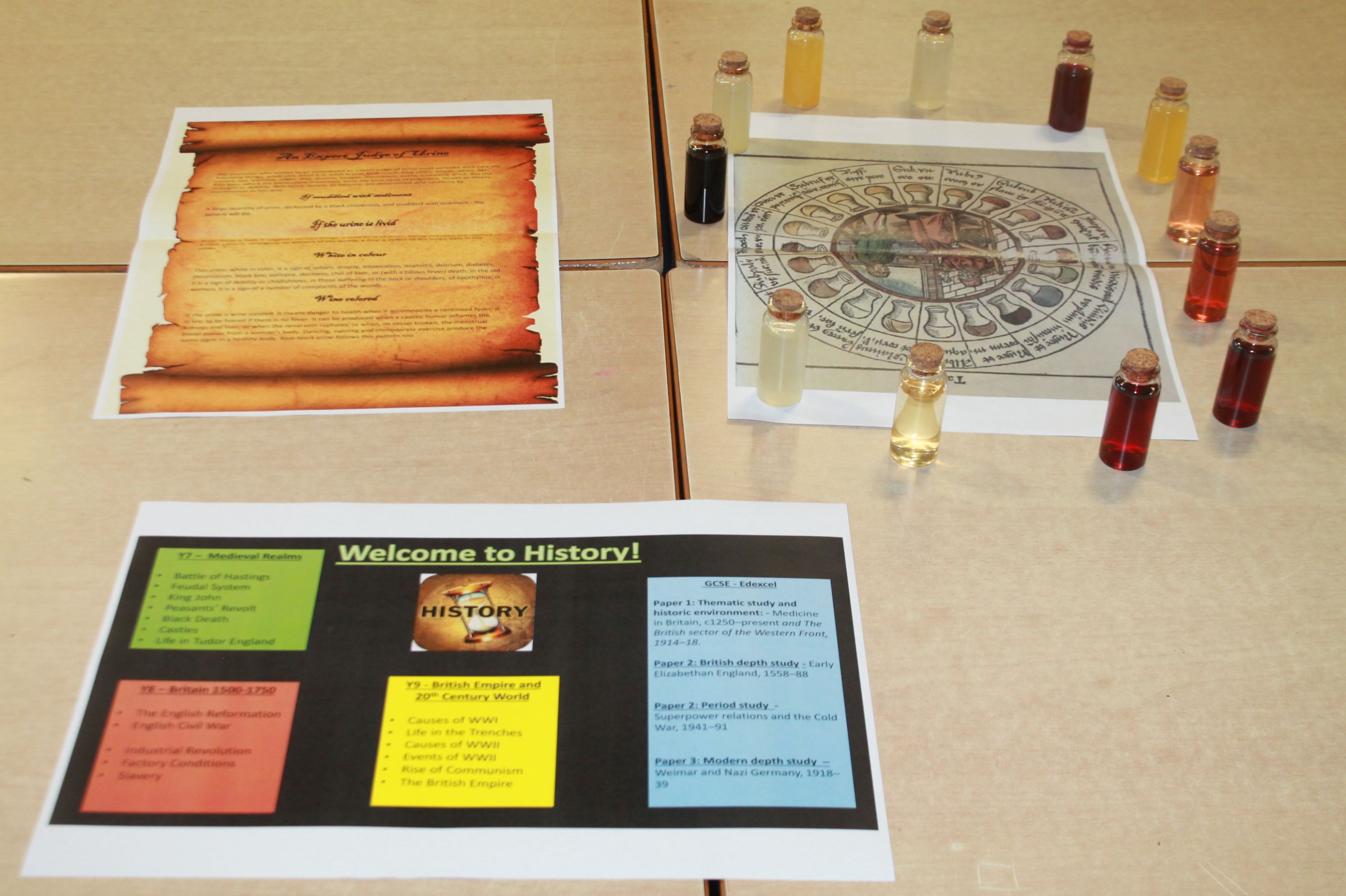 a puzzle laid out on  a table in history