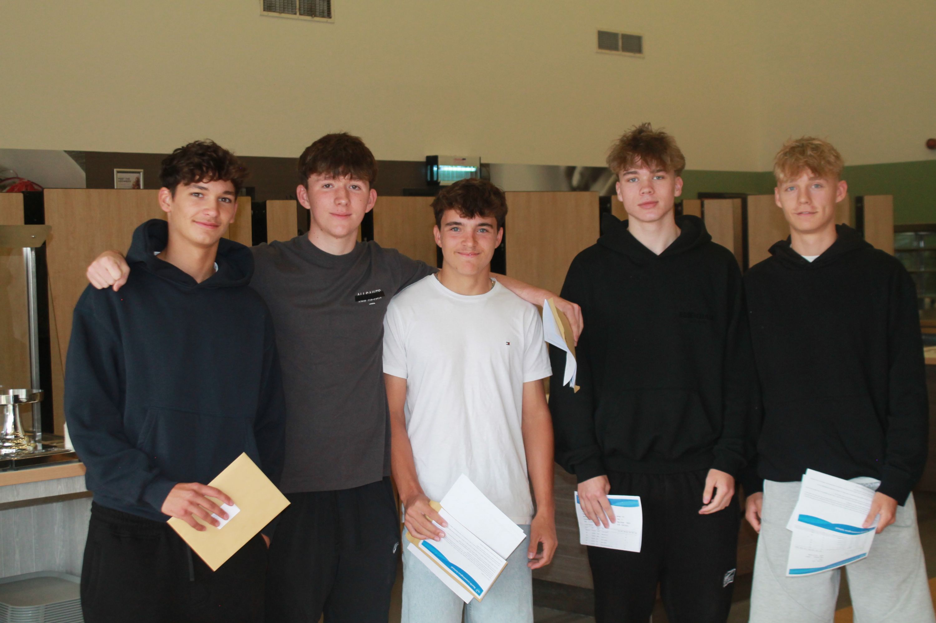 five students after collecting their GCSE results
